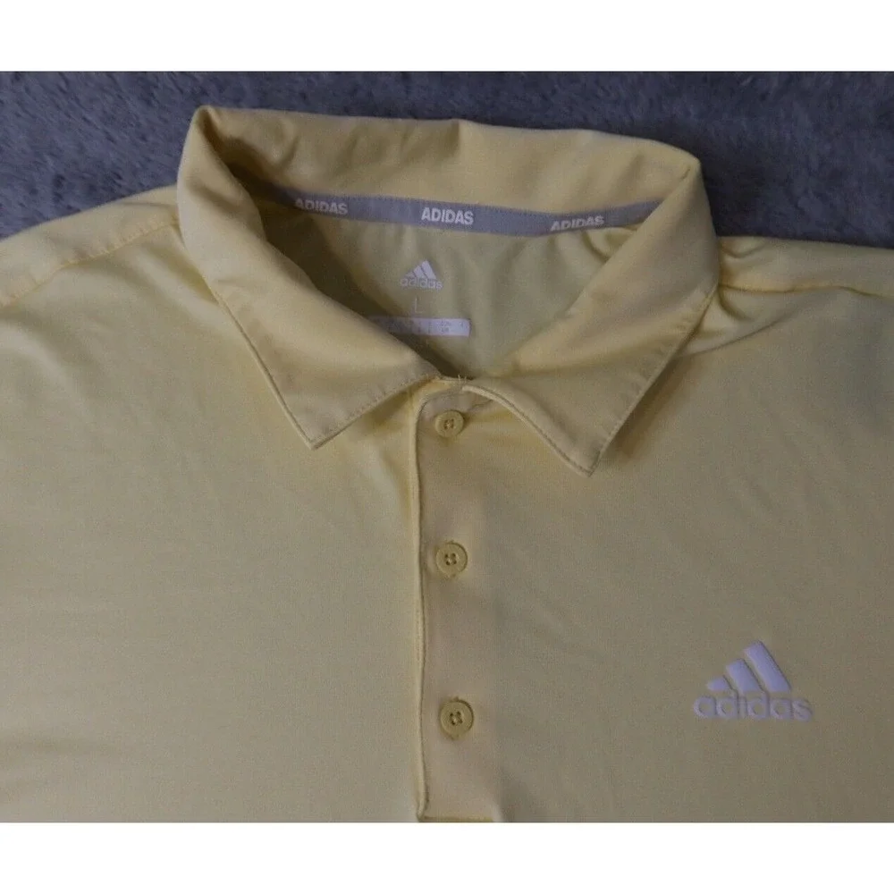 Adidas Golf Men's Yellow Short Sleeve Polo Shirt SZ Large Athletic Casual Fit